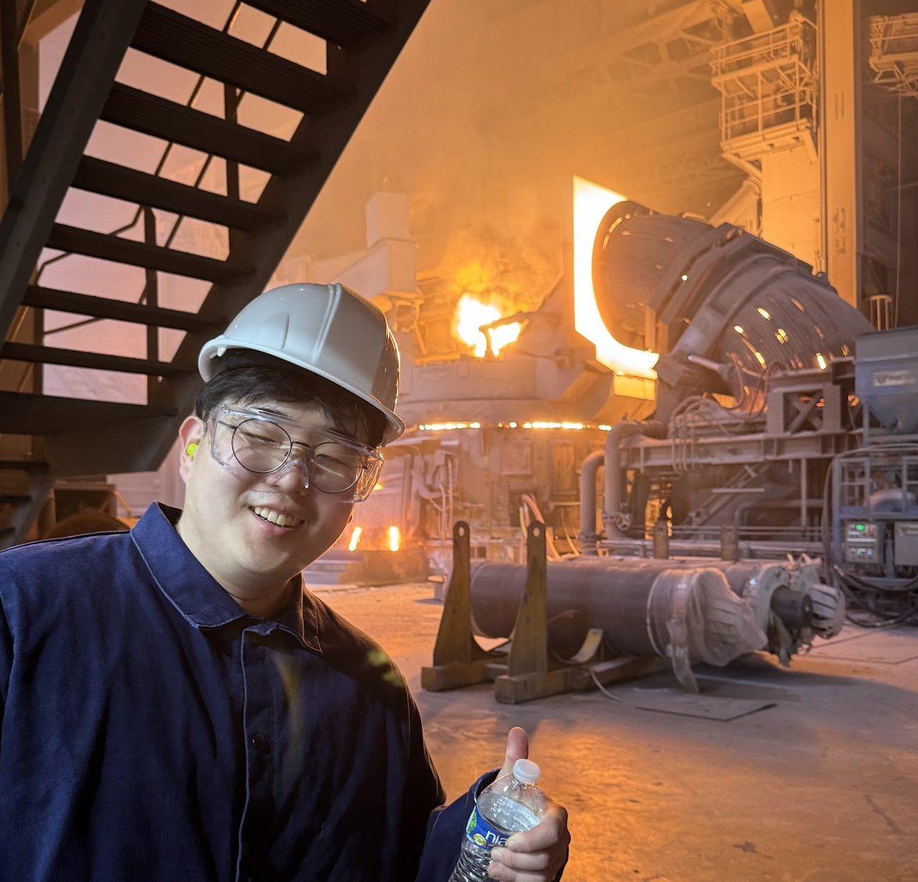 Johnny at a steel mill